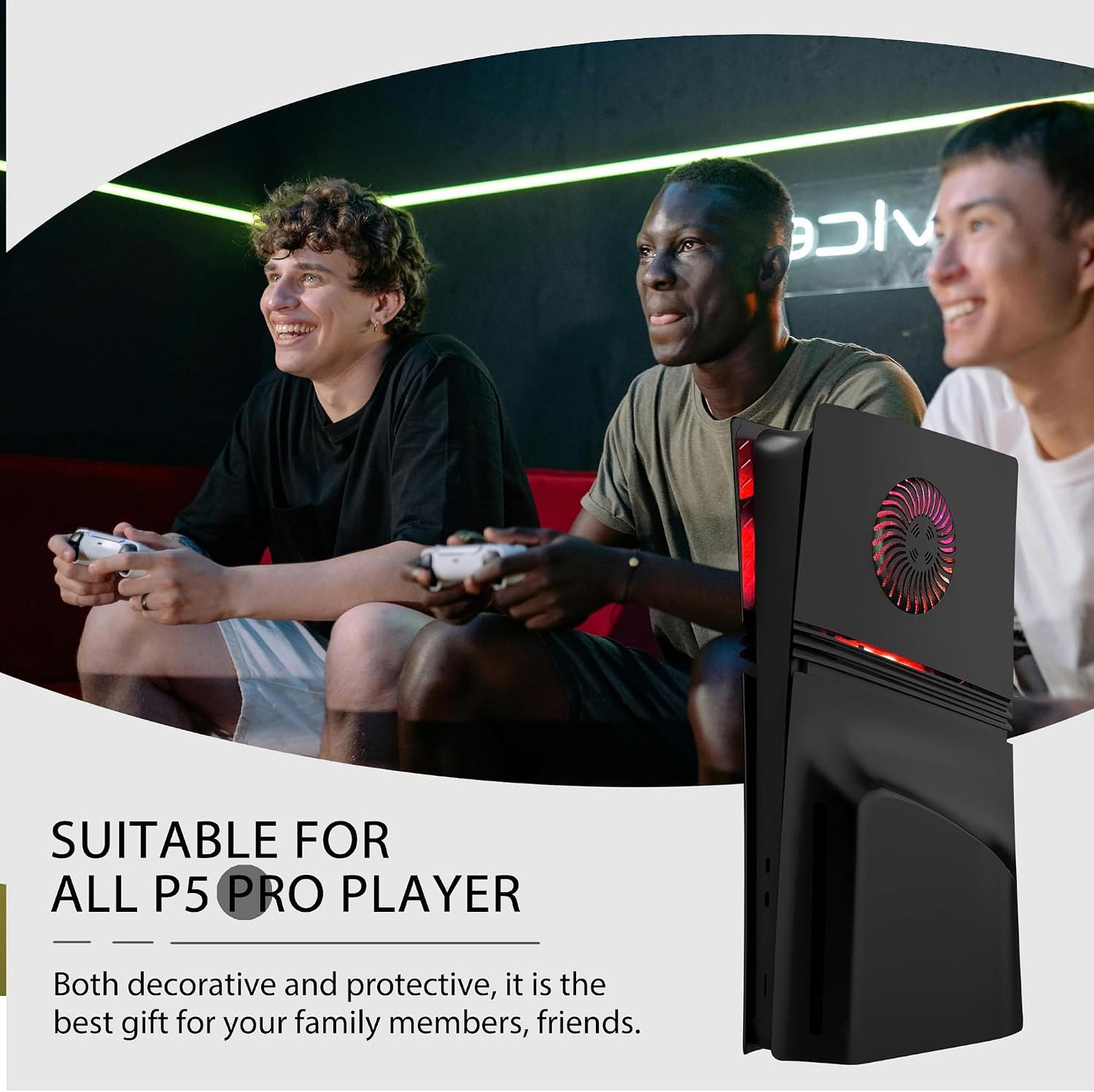 Placa Frontal para PS5 Pro Disc Edition con Tira de Luz RGB y Filtr...