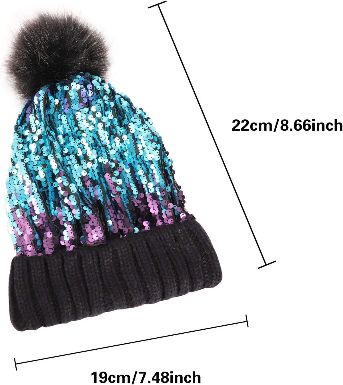 Homiton Gorro de punto tipo beanie con lentejuelas para mujer con p...