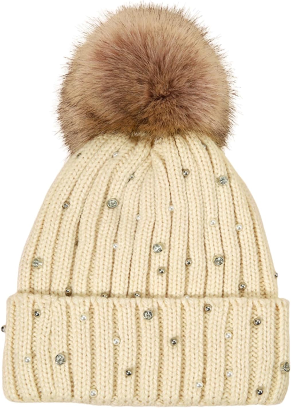 Julpsk Gorro de punto de invierno con diamantes de imitación brilla...