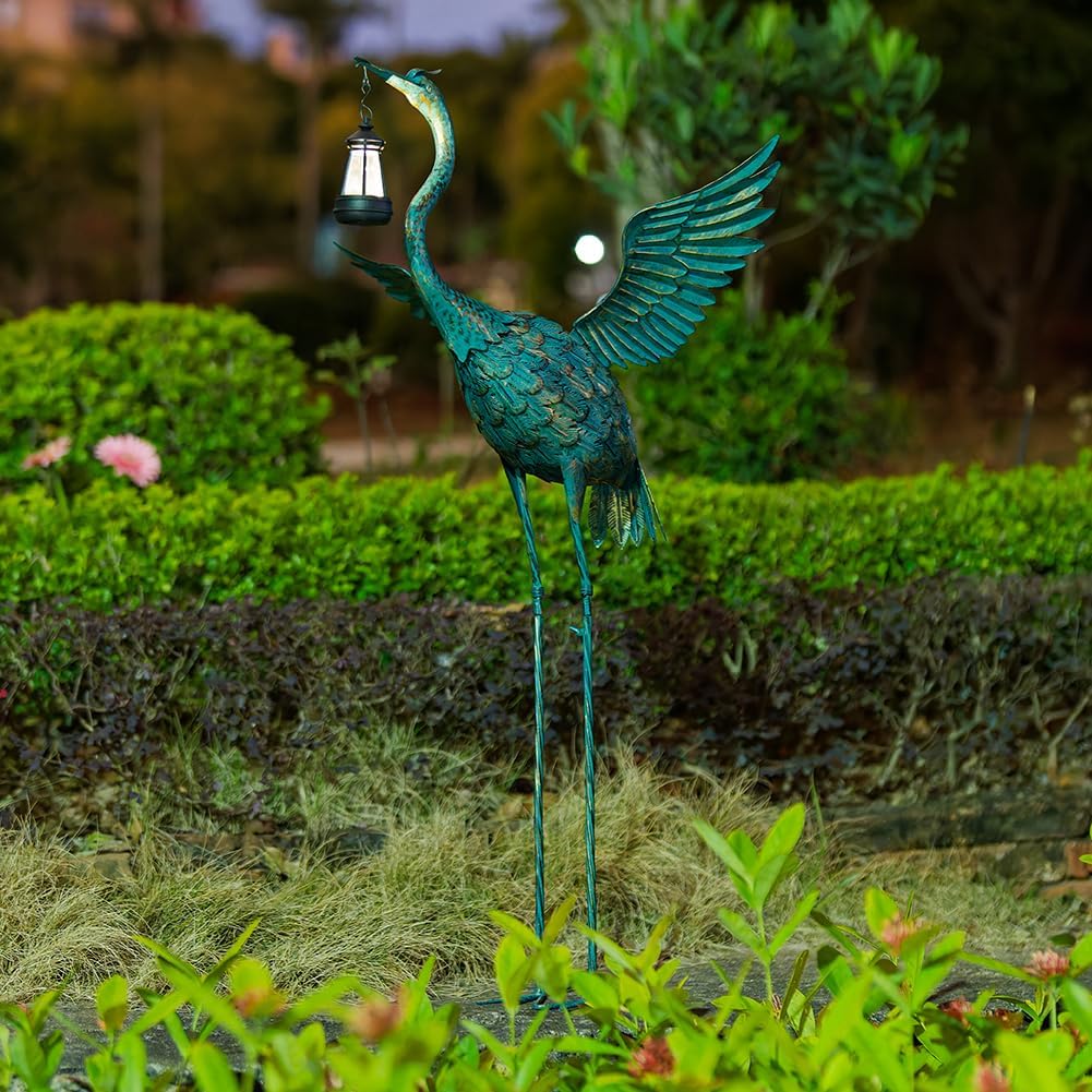 DREAMSOUL Heron Garden - Estatuas de pájaro de grúa de 40.5 pulgada...