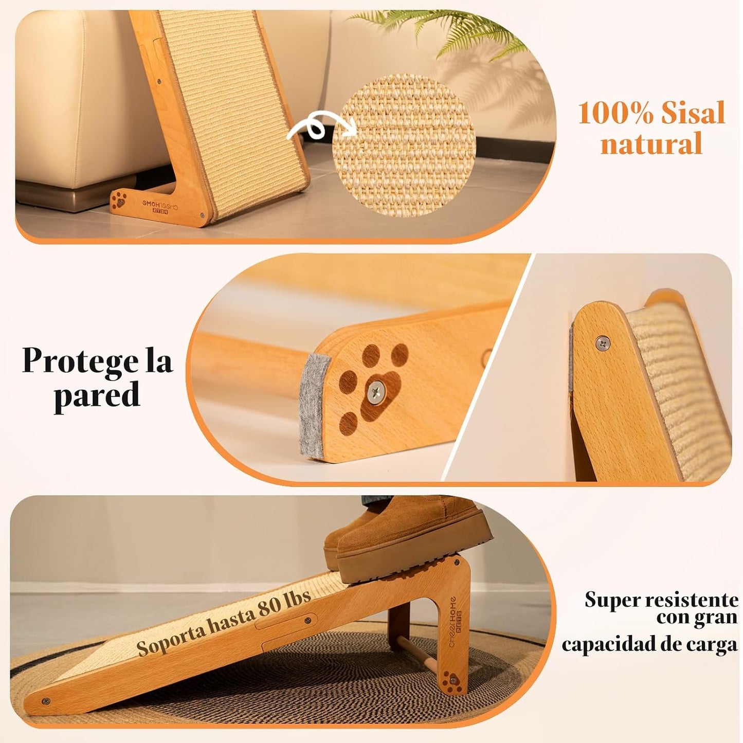 CHEERHOME PETS Rascador de Sisal para Gatos en Forma de Rampa para...