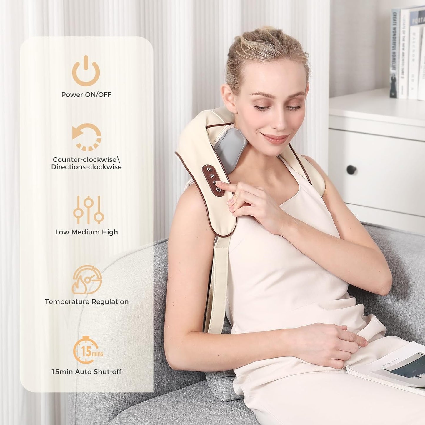 KppeX Almohada masajeadora de cuello 4D profunda inalámbrica, masaj...