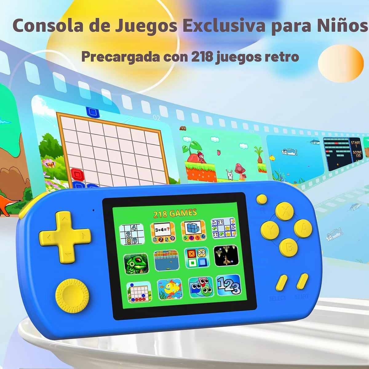 Juegos de mano para niños precargados 218 videojuegos, mini juguete...
