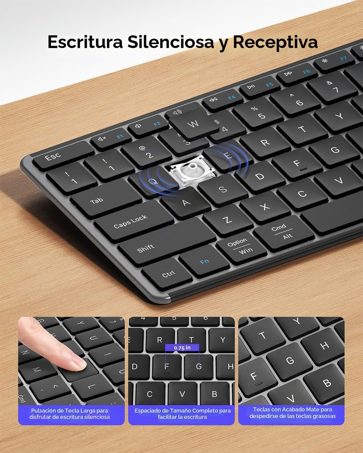 Seenda Combo de Teclado y Ratón Inalámbrico Bluetooth, SKM64-3 Tecl...