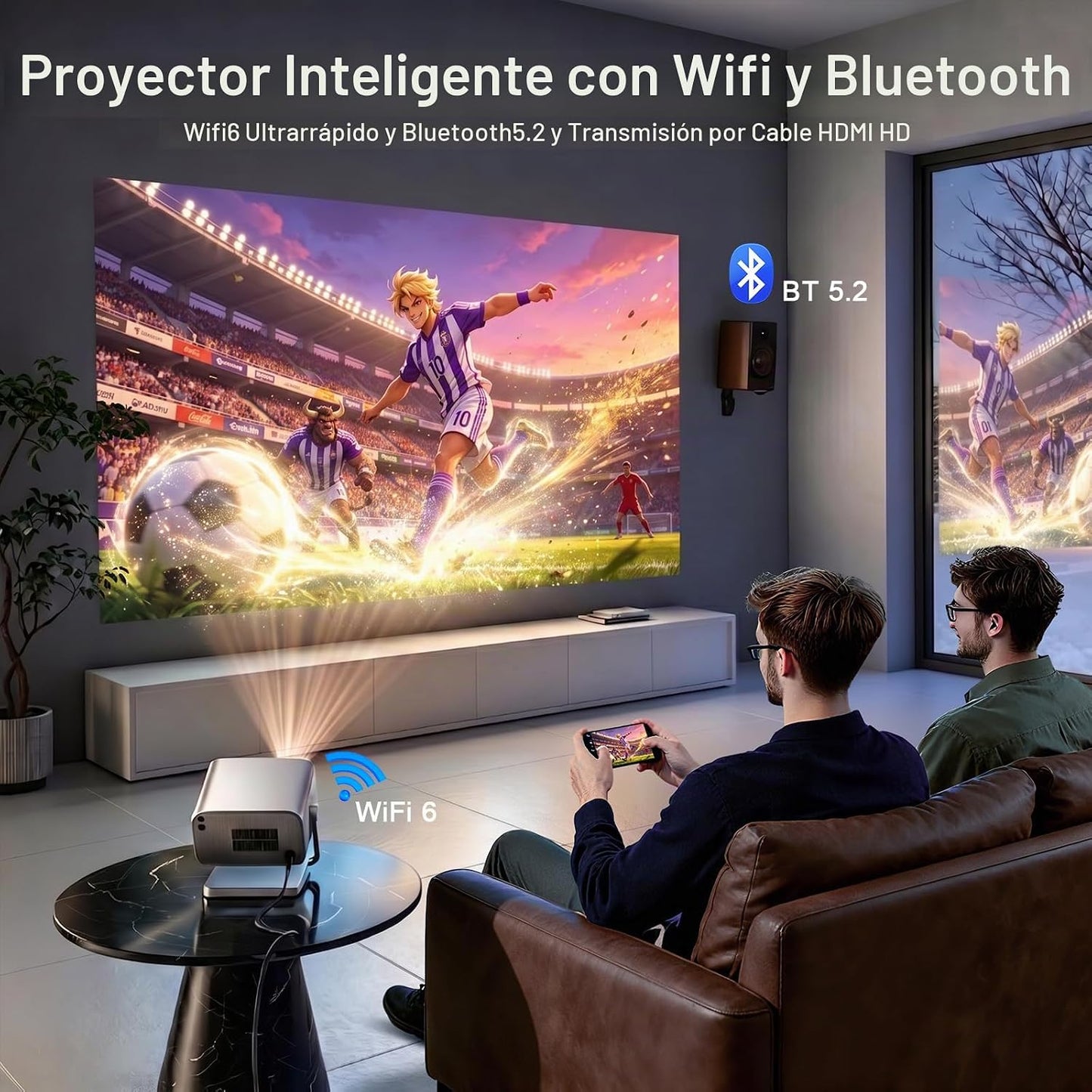 [4600 ANSI y ahora con Netflix] Proyector 4K con WiFi y Bluetooth,...