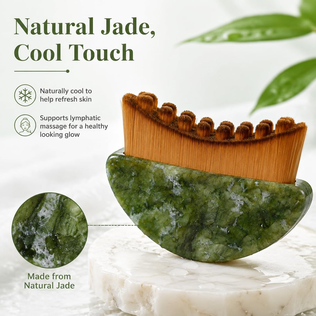 Paquete de 2 cepillos linfáticos de jade, cepillo de masaje facial...
