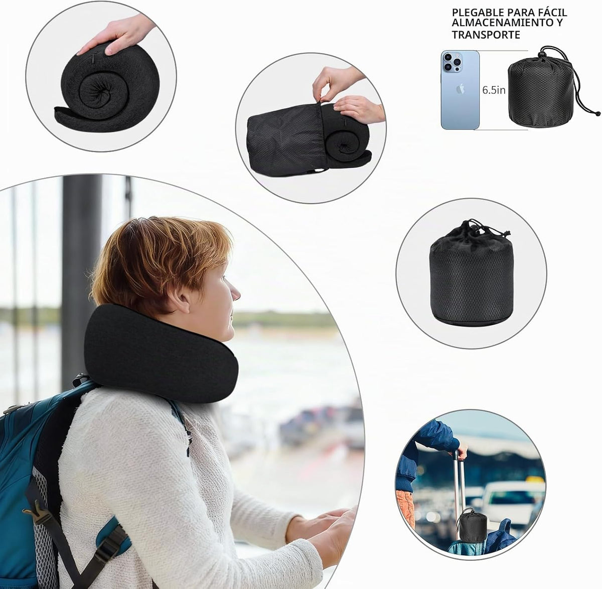 Dujuanus Almohadas de viaje para el cuello para aviones, almohada c...