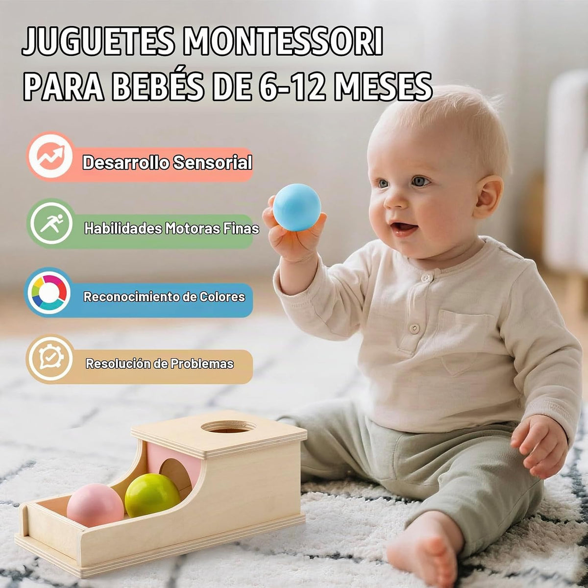 Busy edition Juguetes Montessori para niños de 1 año, caja de perma...