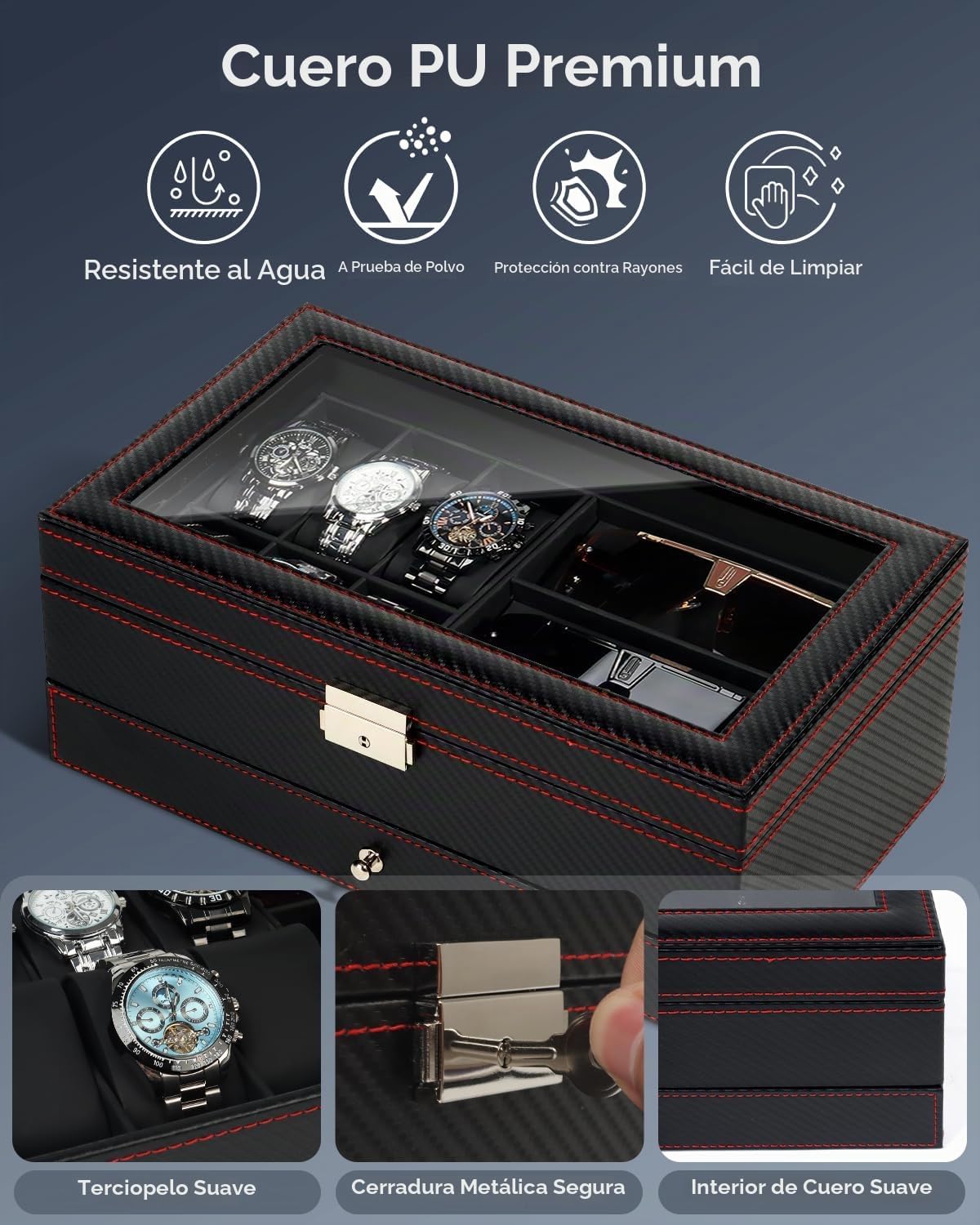 Kukikan Caja Organizadora de Joyería para Relojes, Estuche para Rel...