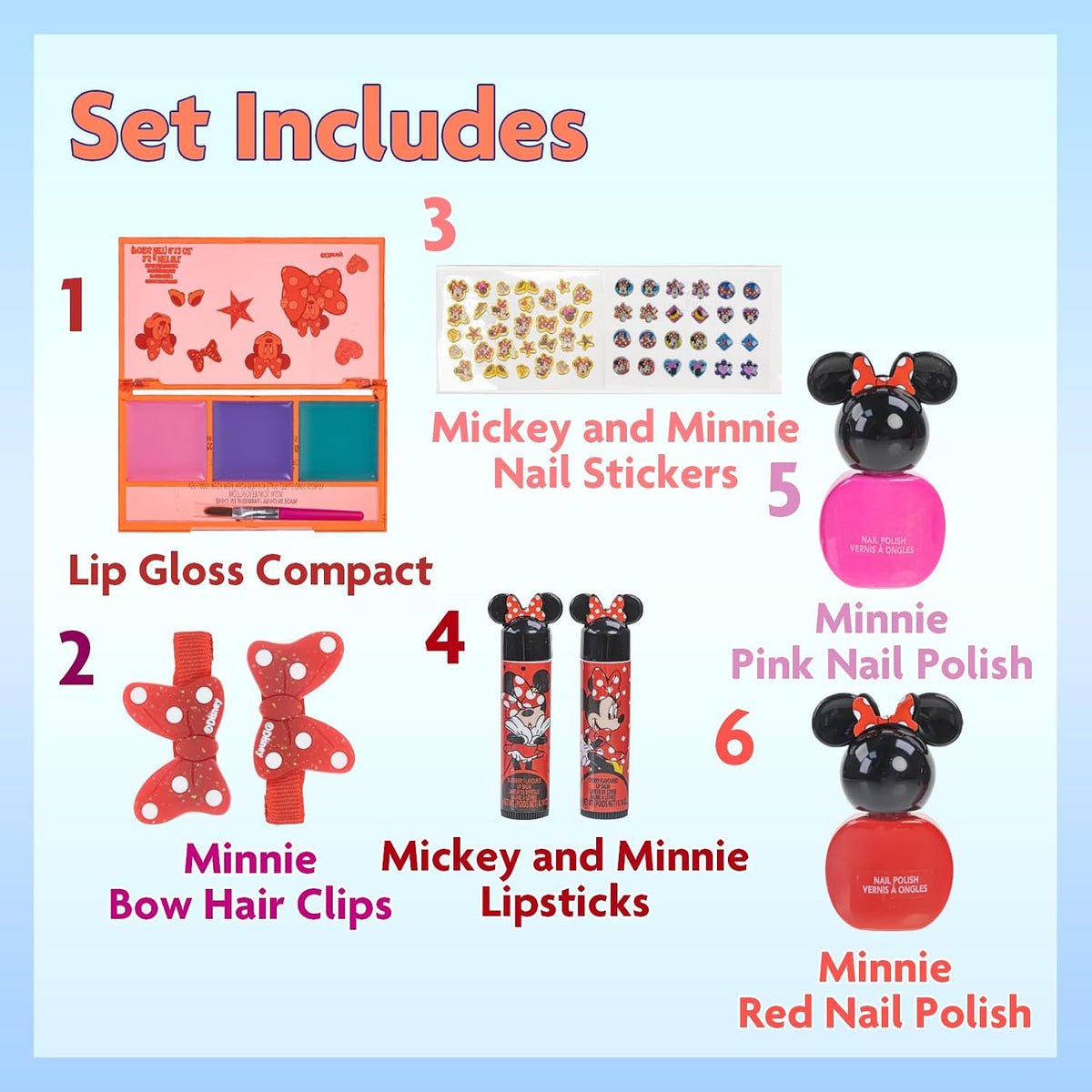 Minnie Mouse - Mochila de maquillaje con cosméticos y accesorios, a...