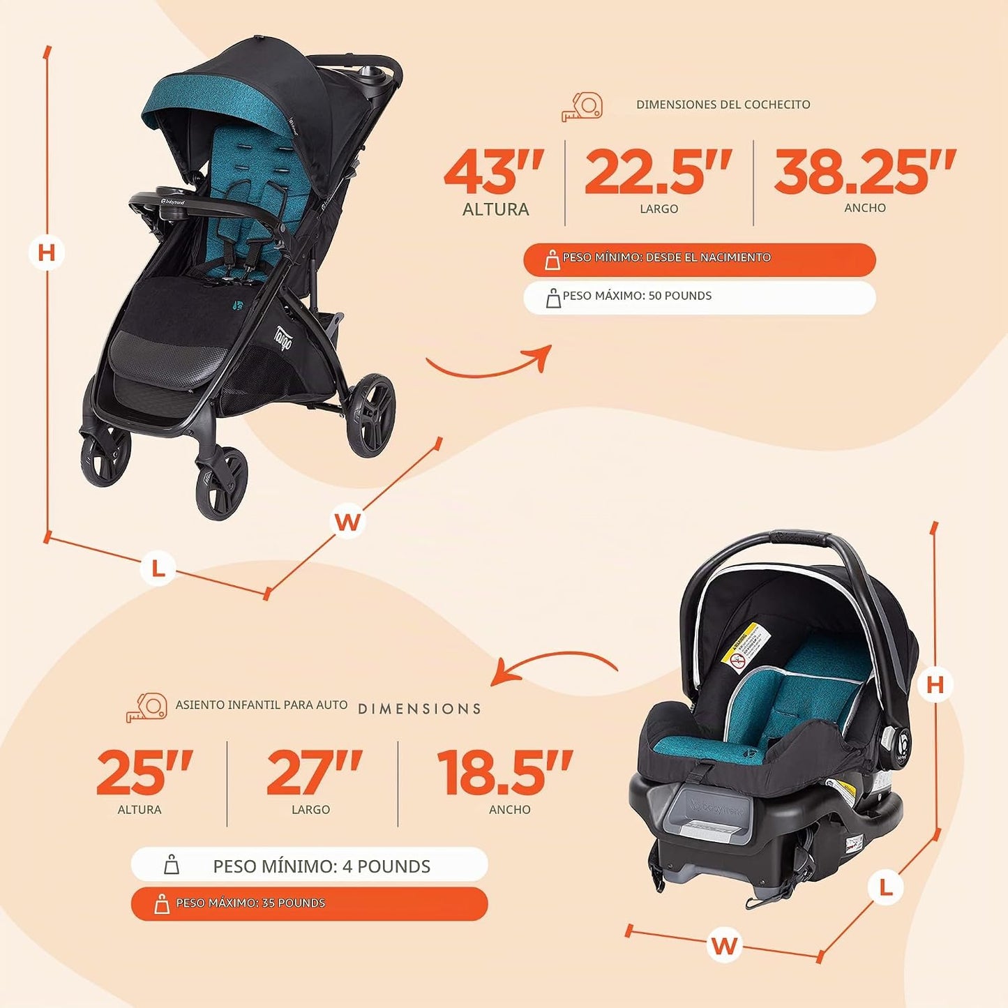 Sistema de viaje con cochecito Baby Trend Tango™ y asiento de coche...