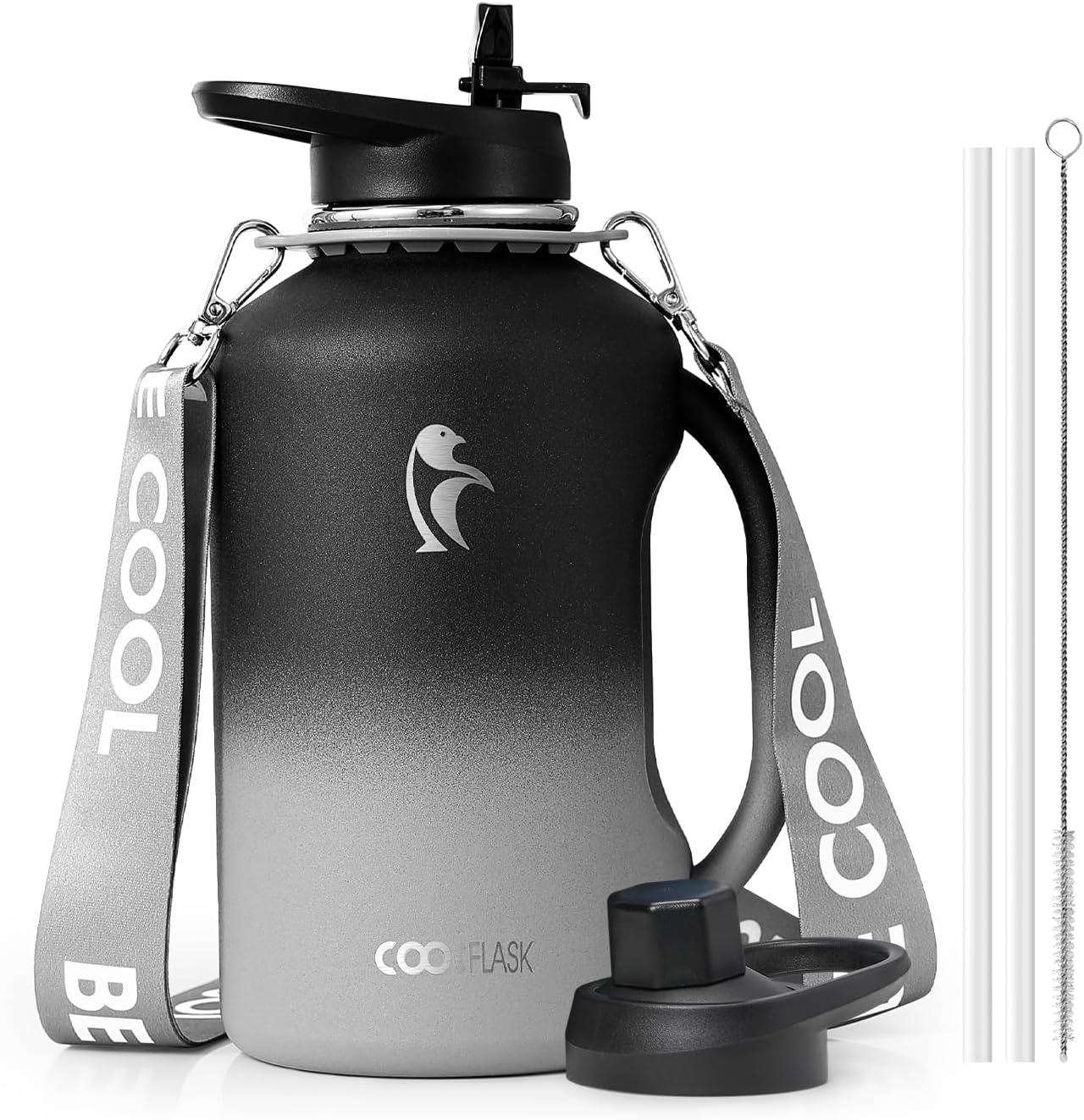 Coolflask - Jarra de agua de 64 onzas con asa, botella de agua aisl...