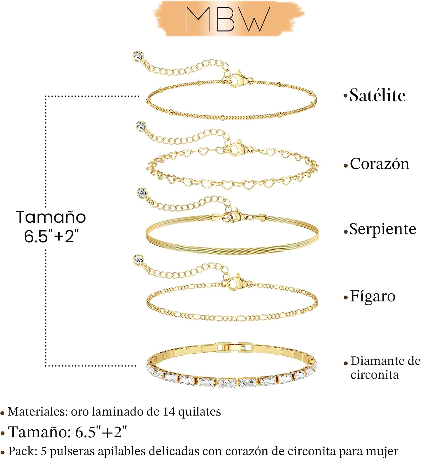 Pulseras de oro simples y delicadas para mujer, juego de pulseras d...