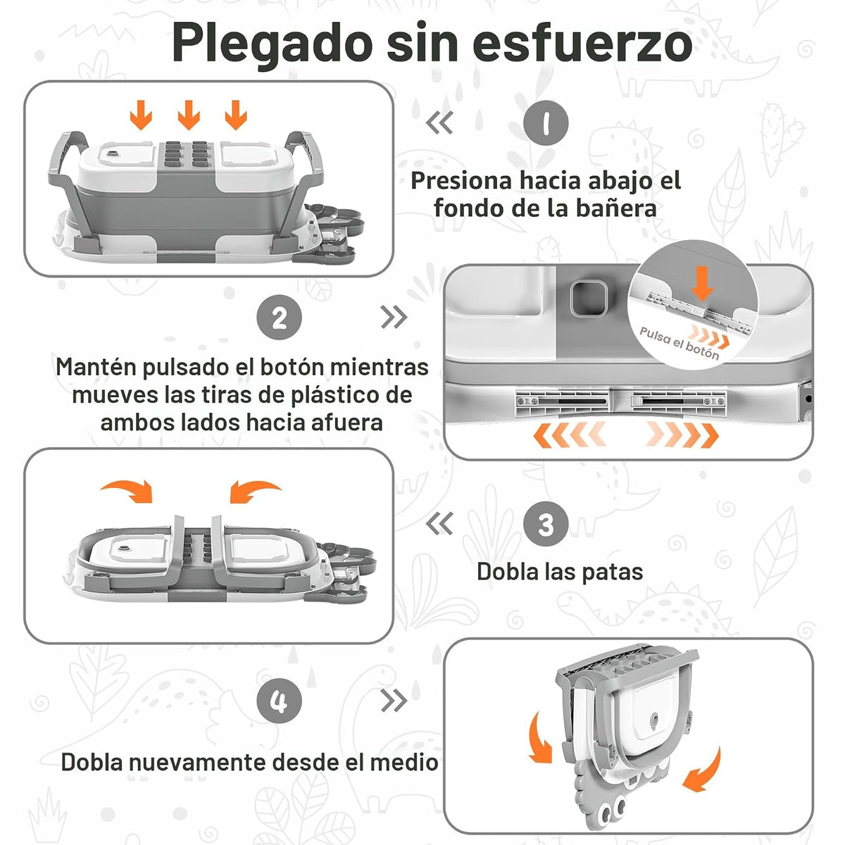 TPN - Bañera plegable para bebés con cojín suave y termómetro en ti...