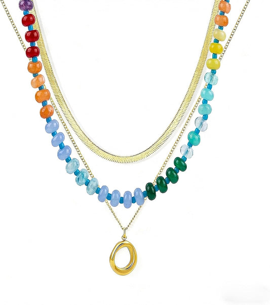 Gmai Collar de Cadenas en Capas con Cuentas para Mujer Collar de Se...
