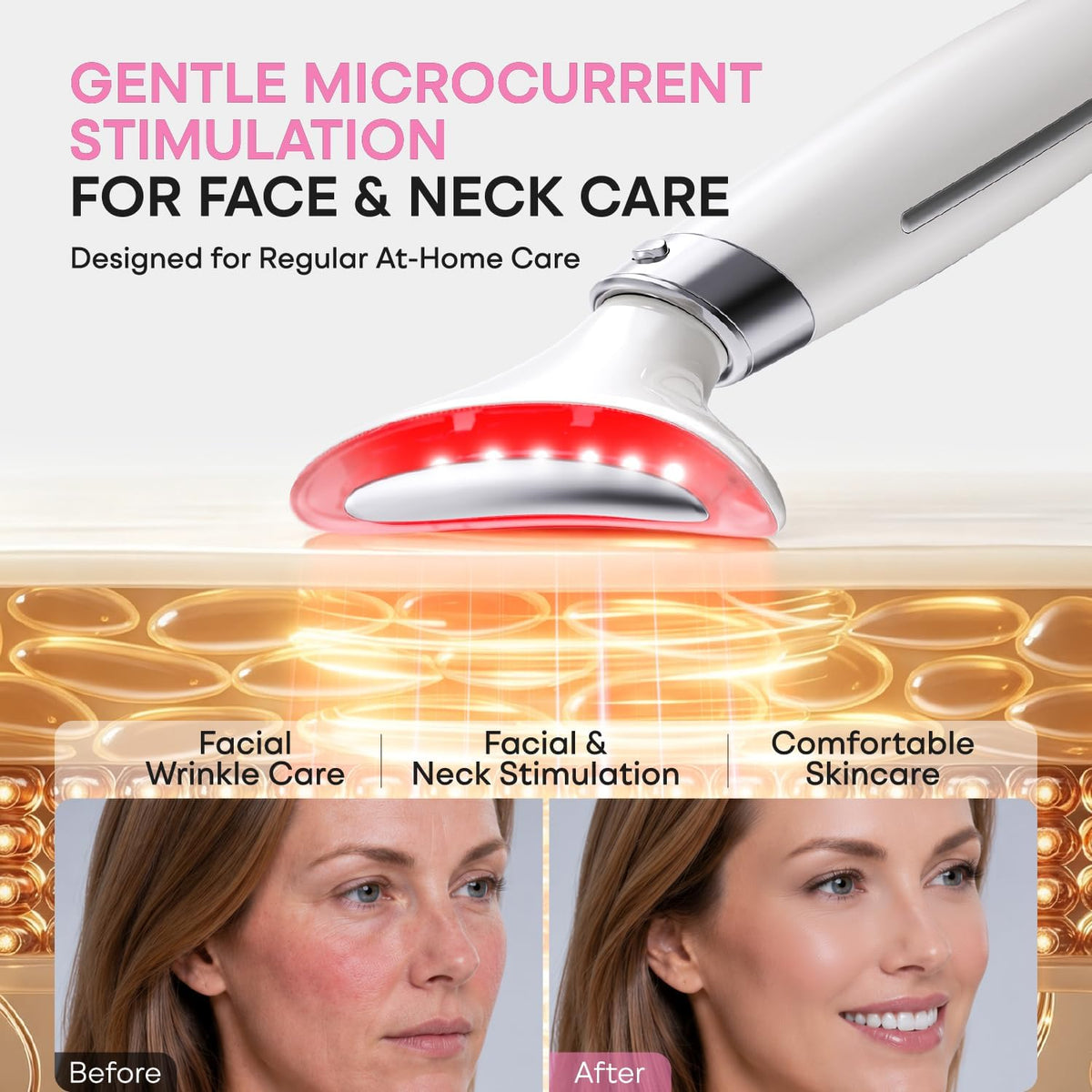 Terapia de luz roja para cara y cuello, herramienta de masajeador f...