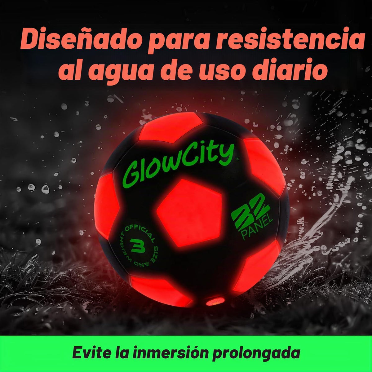GlowCity Balón de fútbol que brilla en la oscuridad - Tamaños 3, 4,...