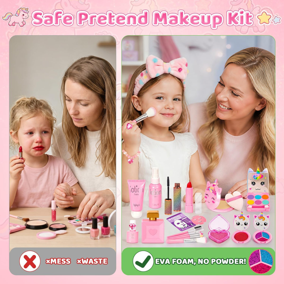 Hoholoop Kids Pretend Set de maquillaje para niños pequeños, maquil...