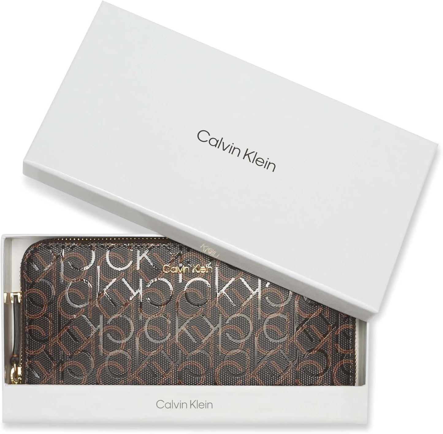 Calvin Klein Bolso tipo cartera Saffiano con cremallera alrededor p...