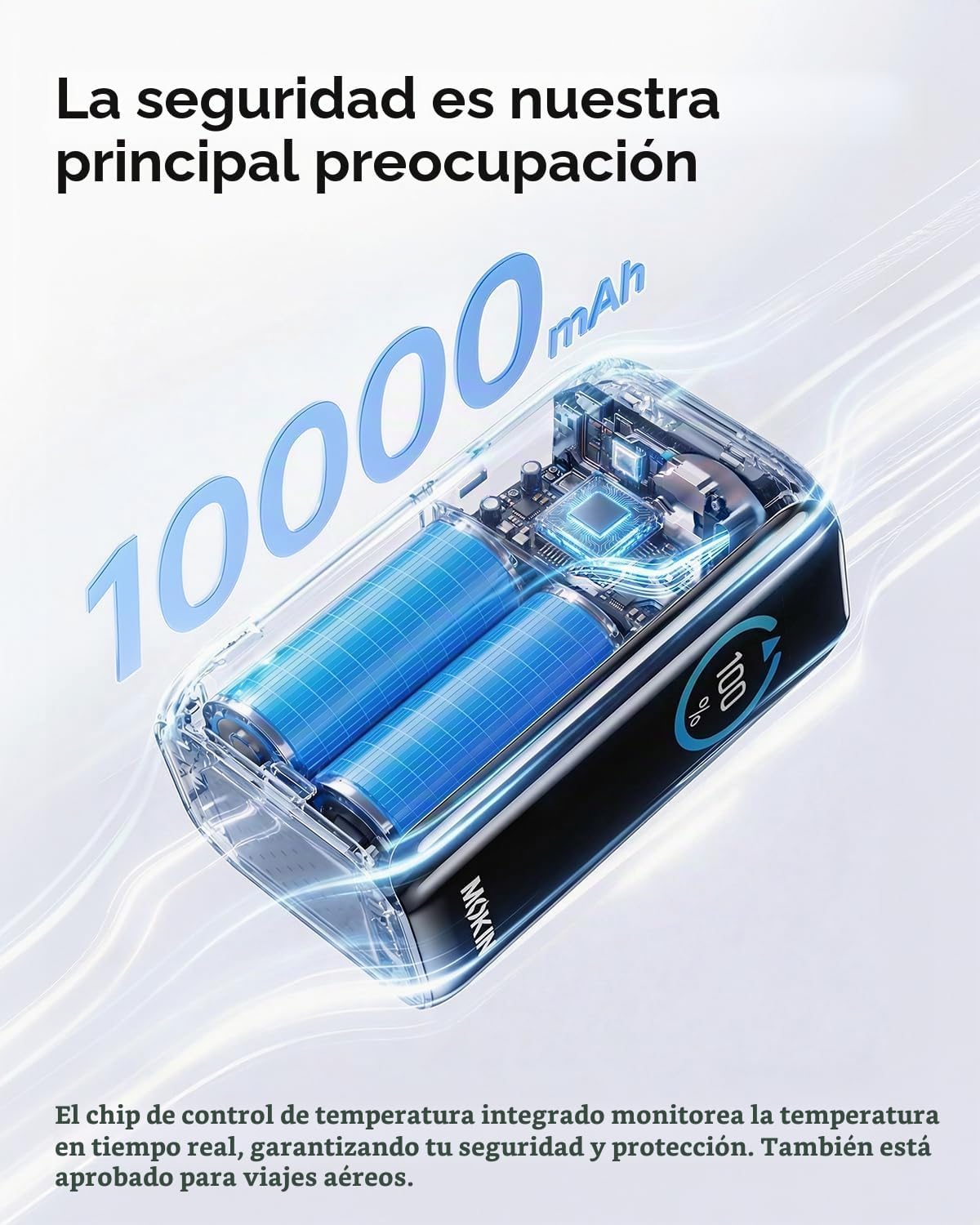 MOKiN Cargador portátil con cable USB-C retráctil integrado, cargad...