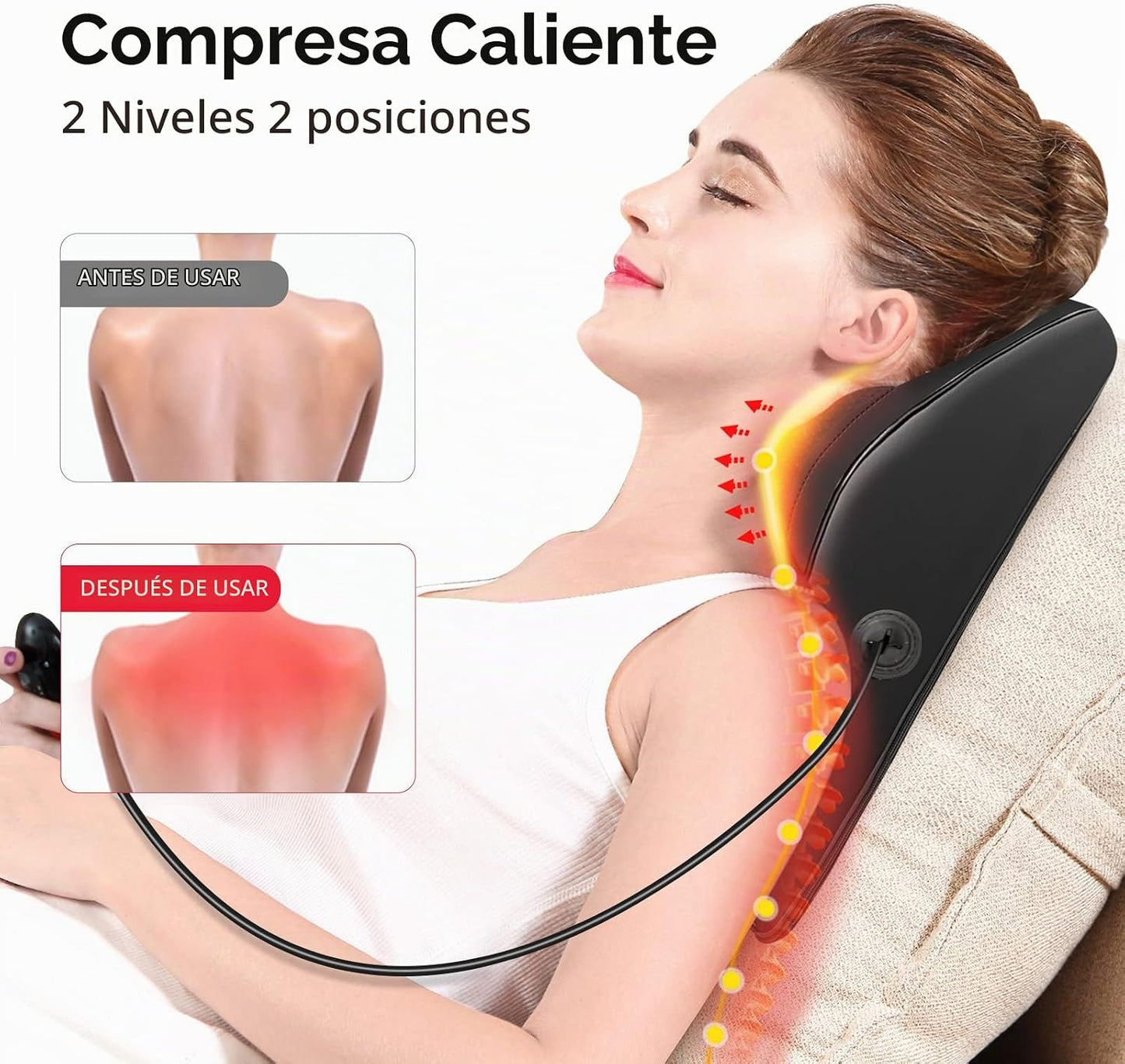 Masajeador de cuello y espalda con calor, masajeadores eléctricos p...