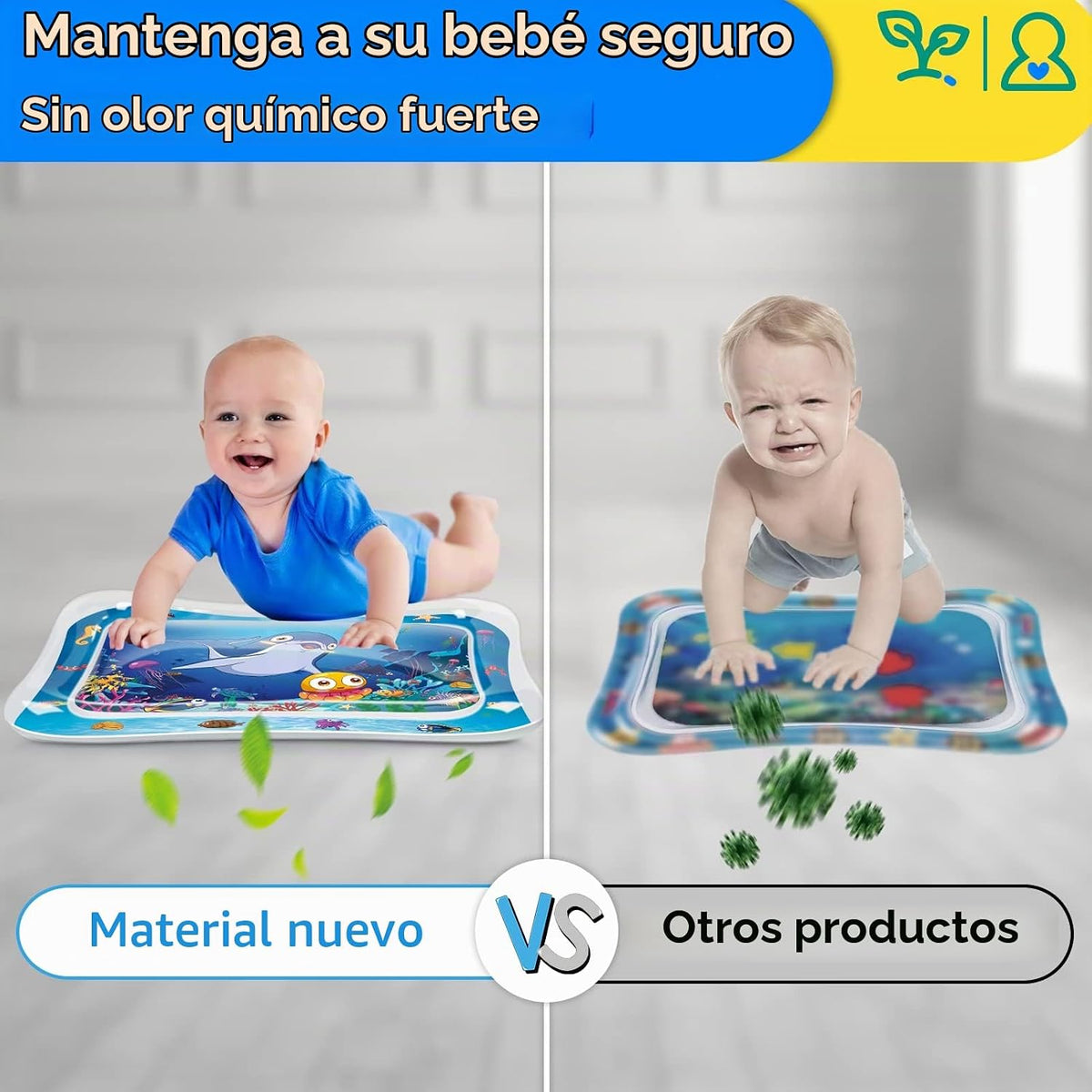 Estera Infinno para tiempo de barriga con agua sensorial para bebés...