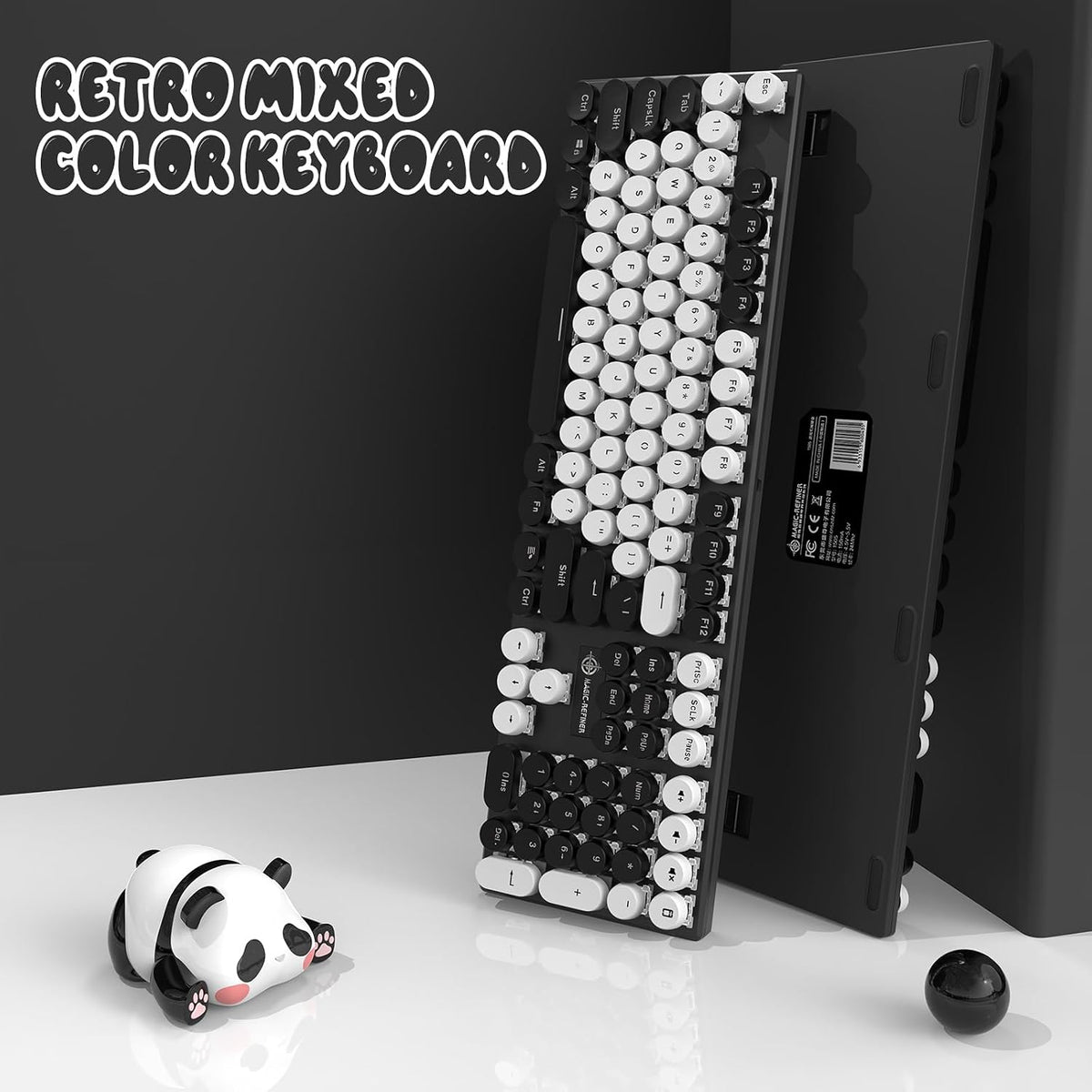Teclado mecánico retro con cable para juegos, estilo máquina de esc...