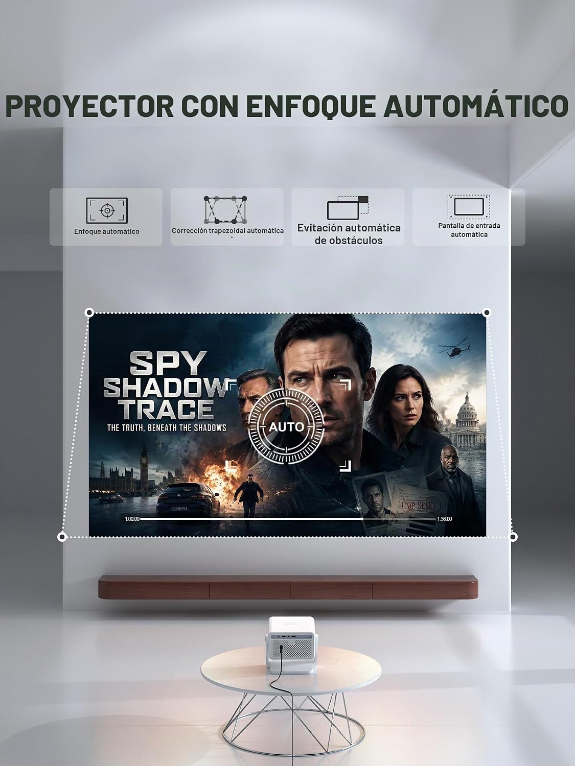 [Ahora con Netflix y 3500ANSI] Proyector inteligente 4K con WiFi y...