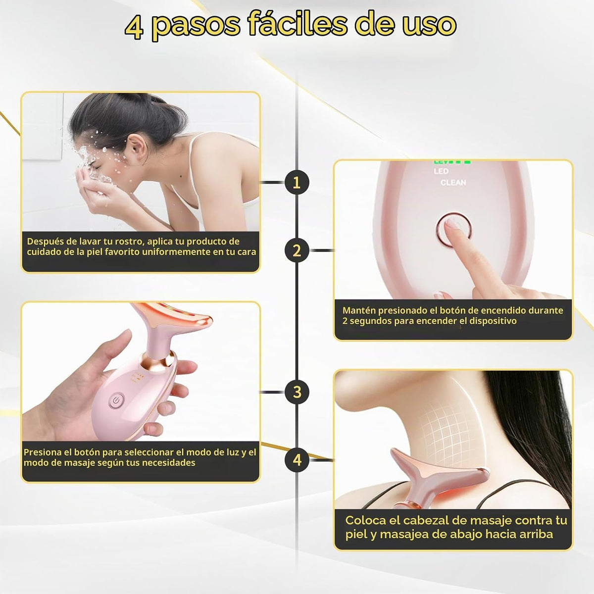 Dispositivo de terapia de luz facial, basado en LED de triple acció...