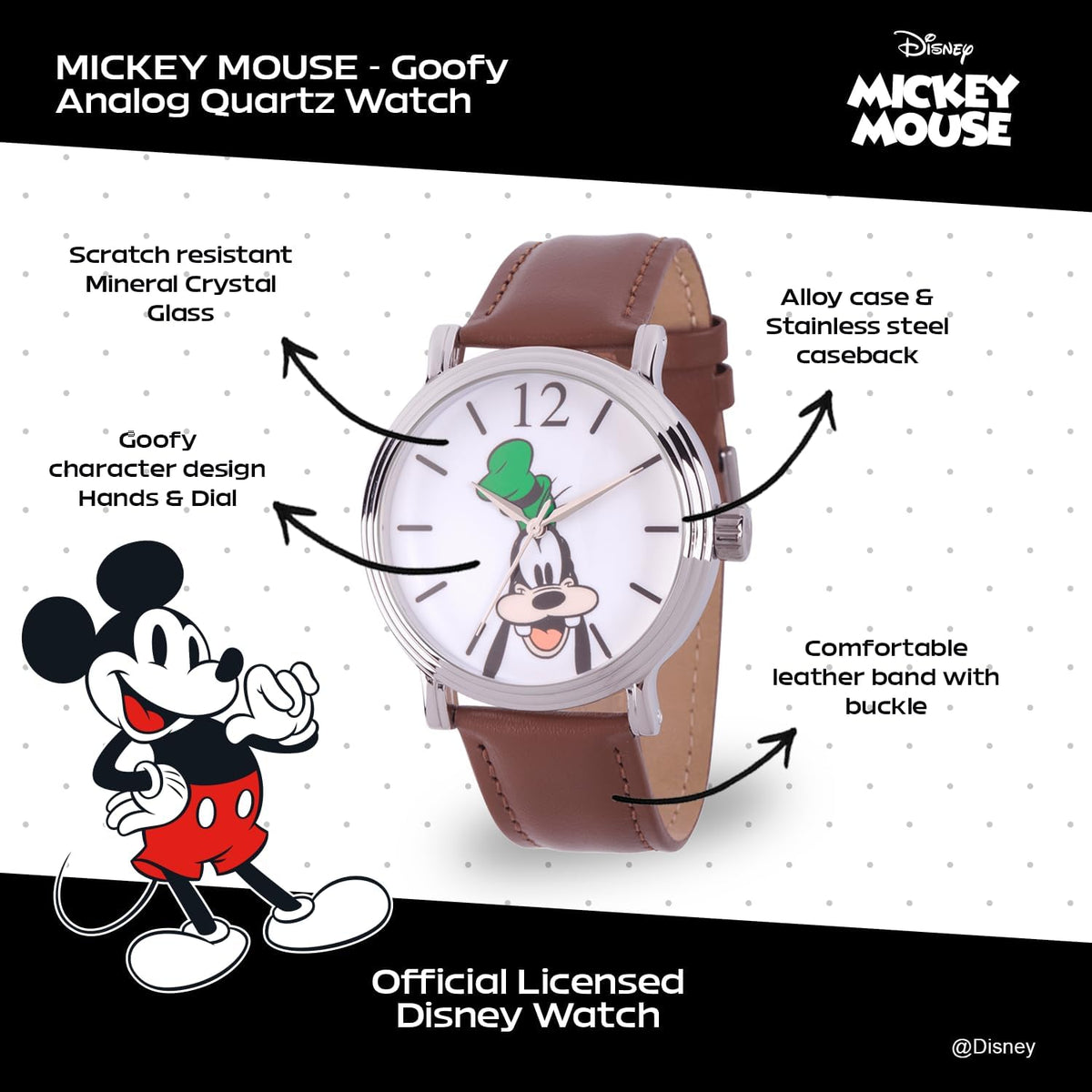 Disney Goofy Face Watch para hombre, relojes divertidos y elegantes...