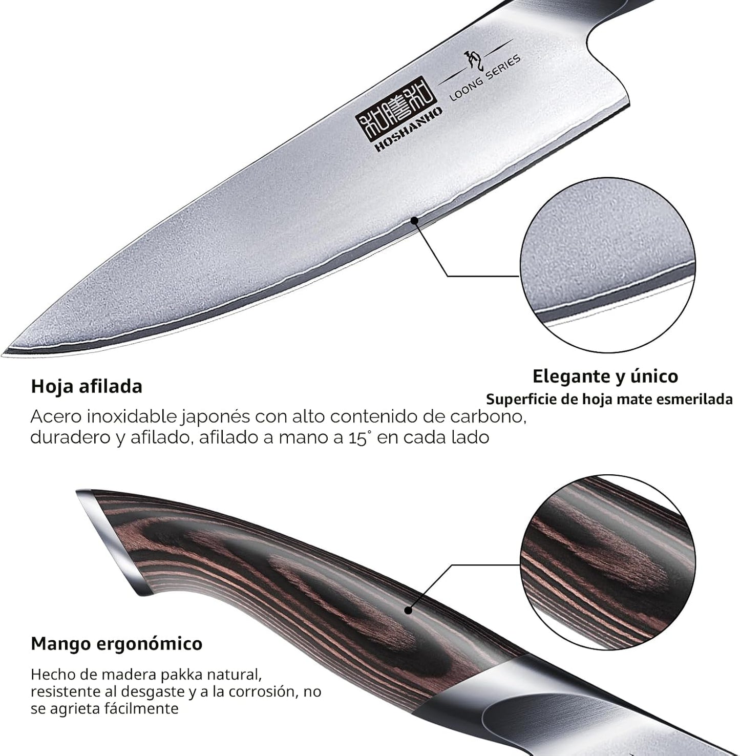 HOSHANHO Juego de 3 piezas de cuchillos, juego profesional de cuchi...