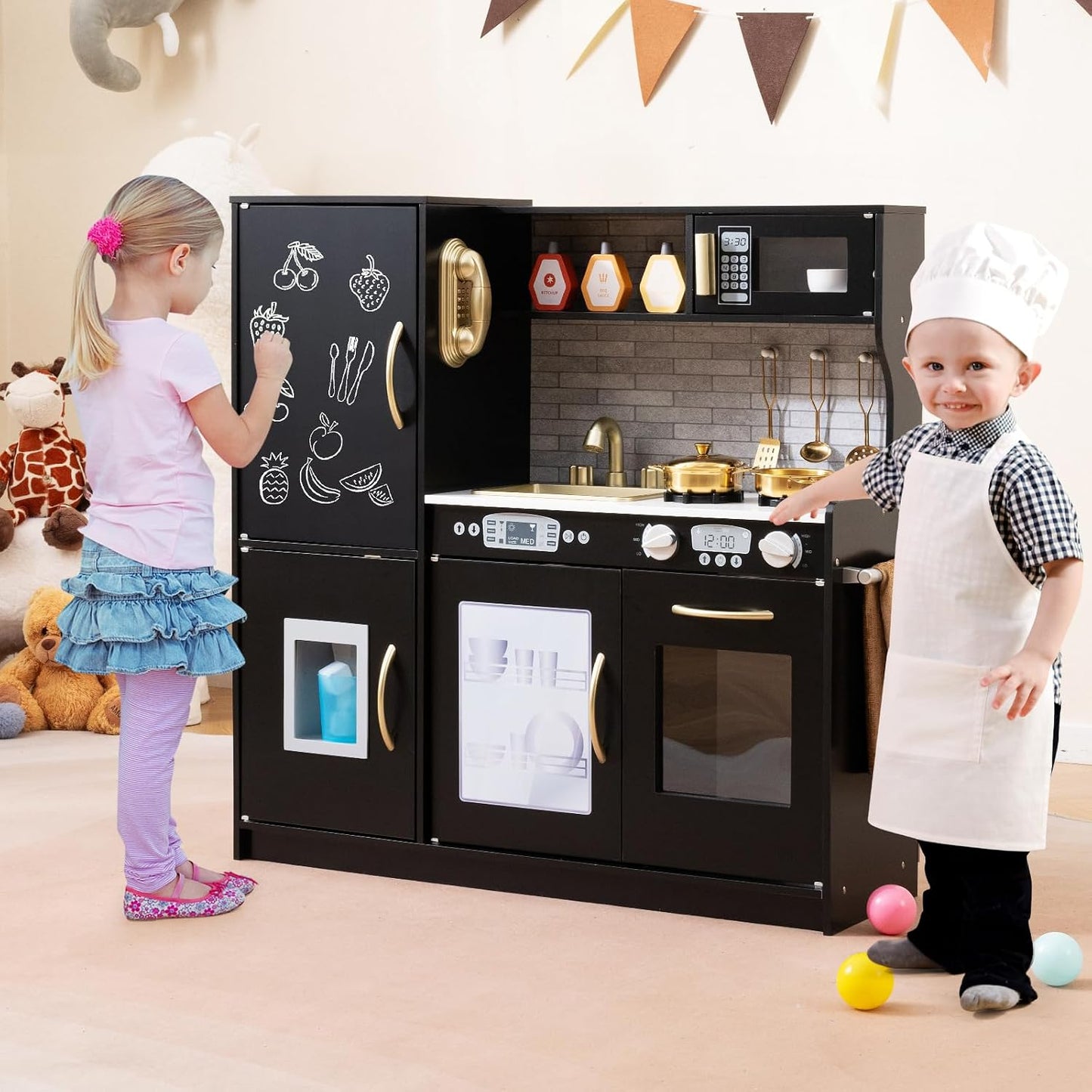 HONEY JOY Juego de Cocina para Niños, Conjunto de Cocina de Juguete...