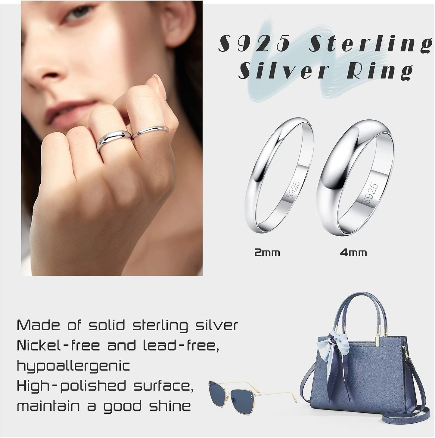 Diamday Anillos de Plata de Ley S925 para Hombre y Mujer, Anillo de...