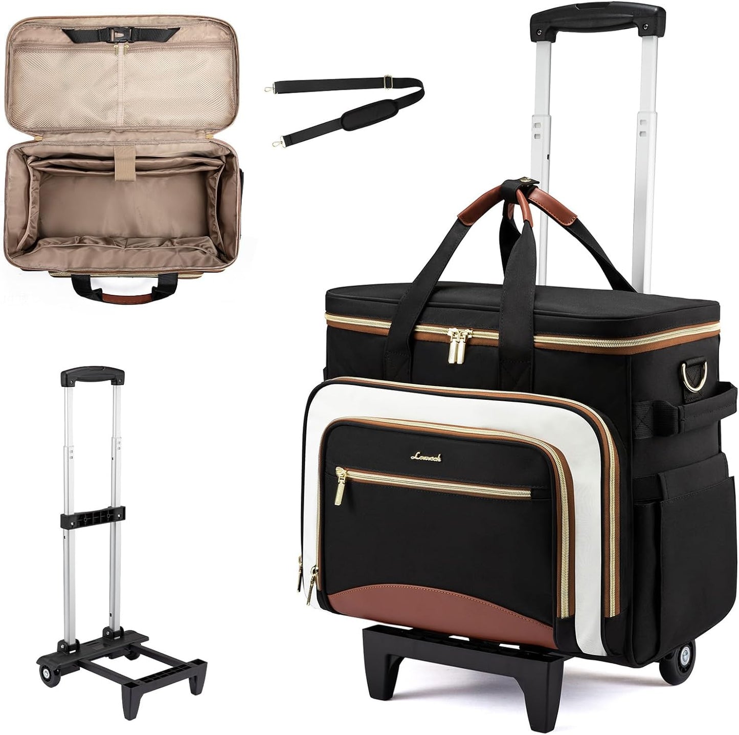 LOVEVOOK Bolsa con ruedas para profesor, bolsa para laptop con plat...