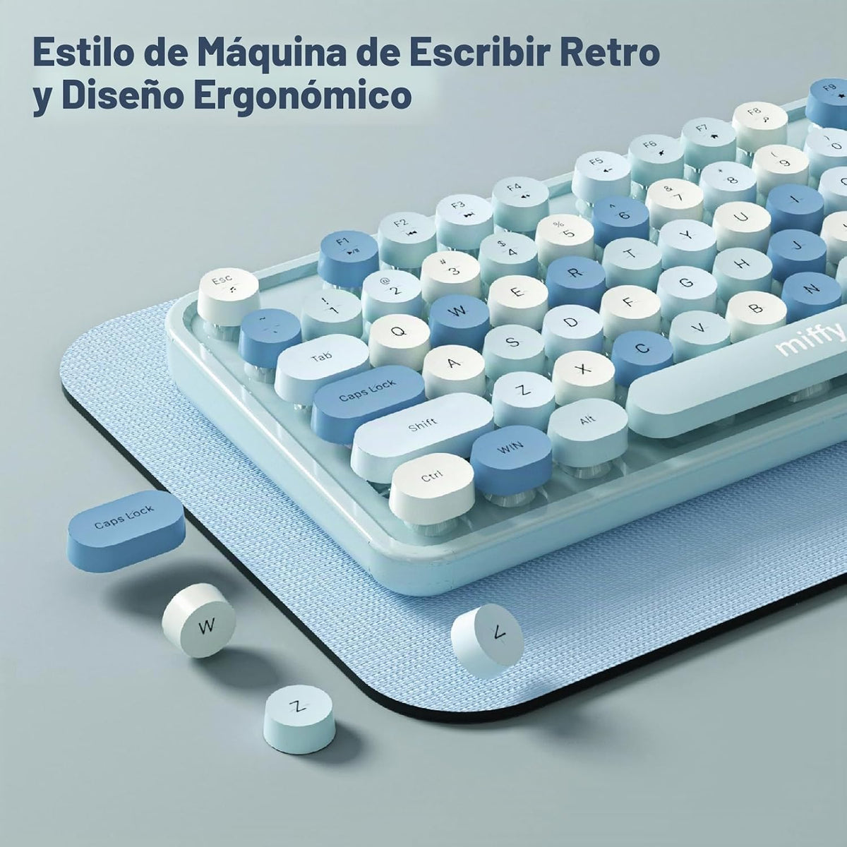 Miffy - Combo de teclado y mouse inalámbricos de 104 teclas con alm...