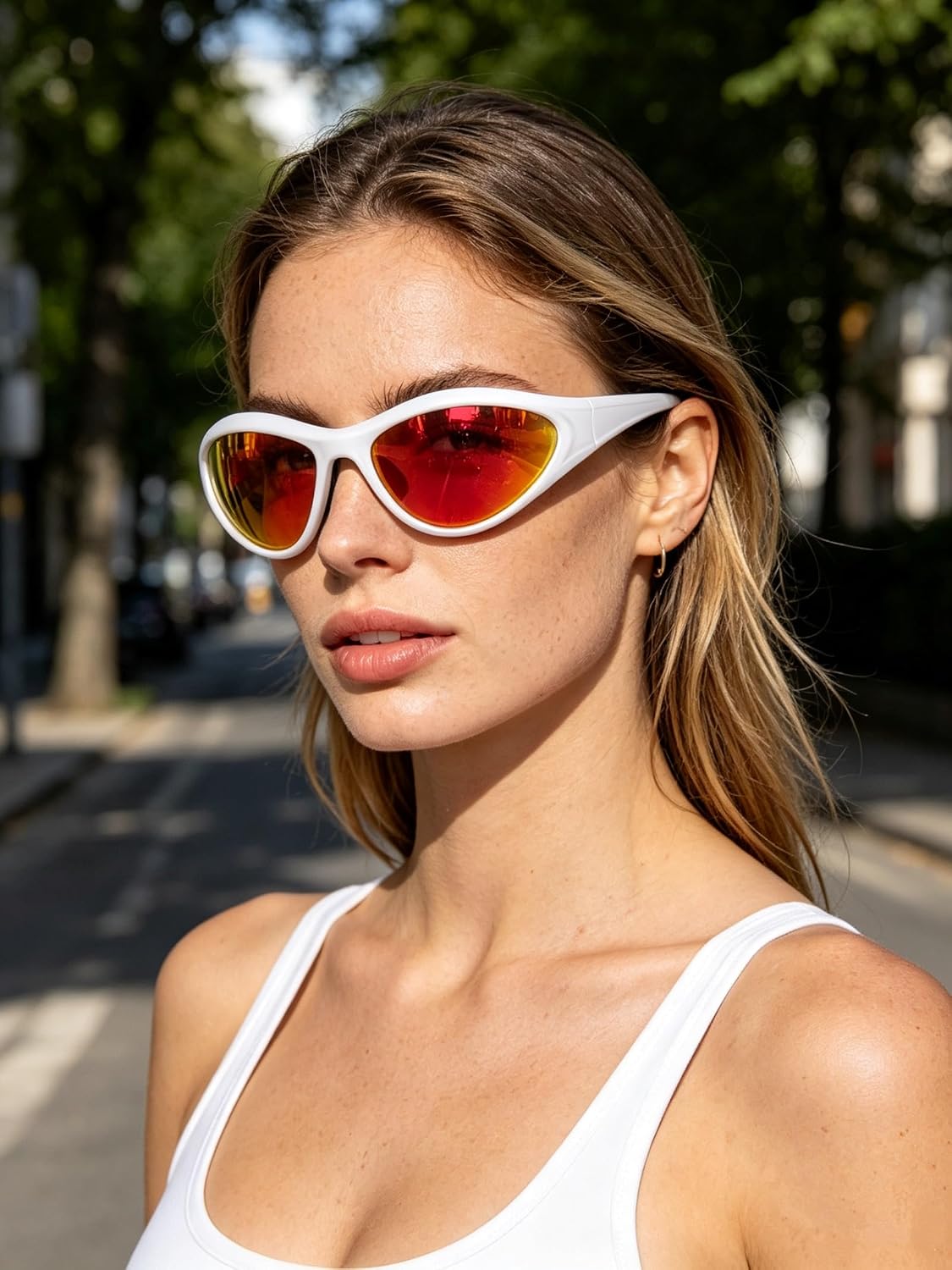 ADE WU Gafas de sol Y2K Rave de moda envolventes gafas de sol depor...