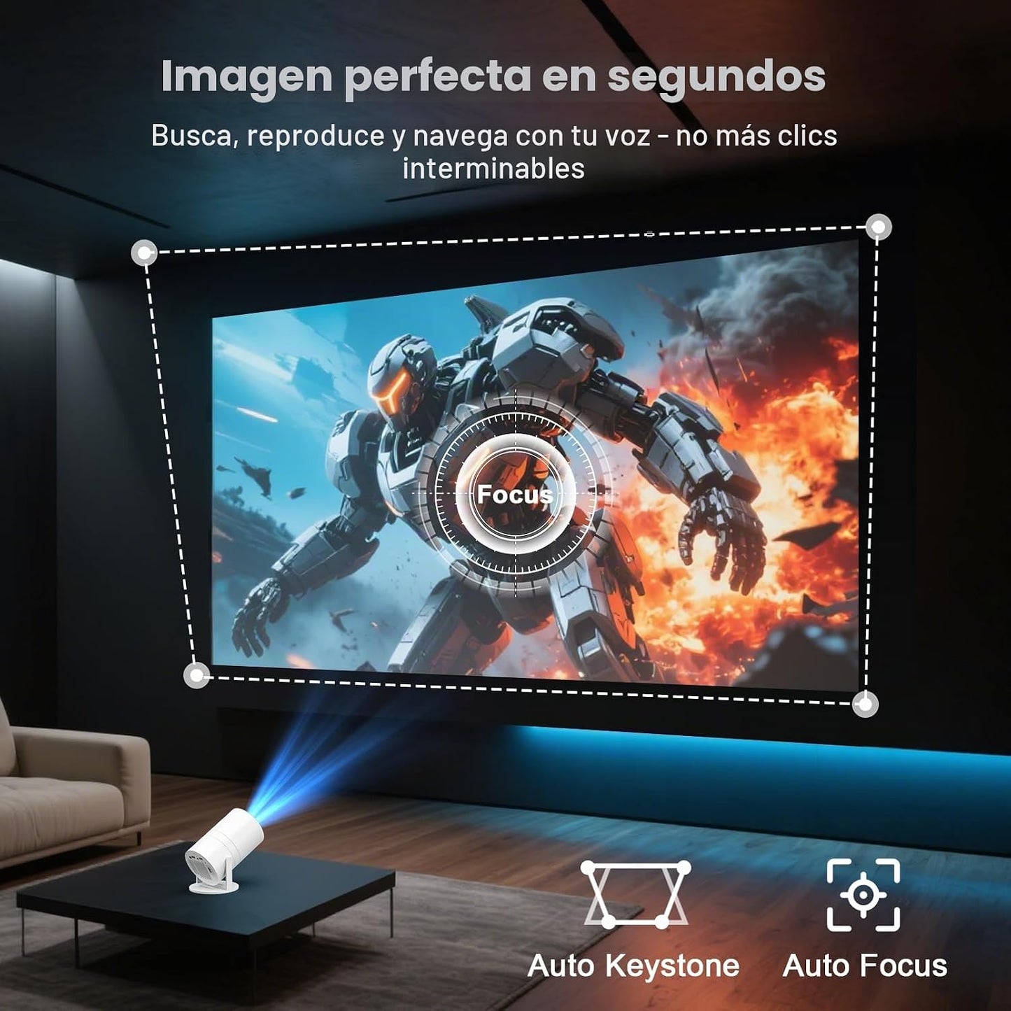 [Google TV integrado y control de voz] Mini proyector WISHOLY con W...