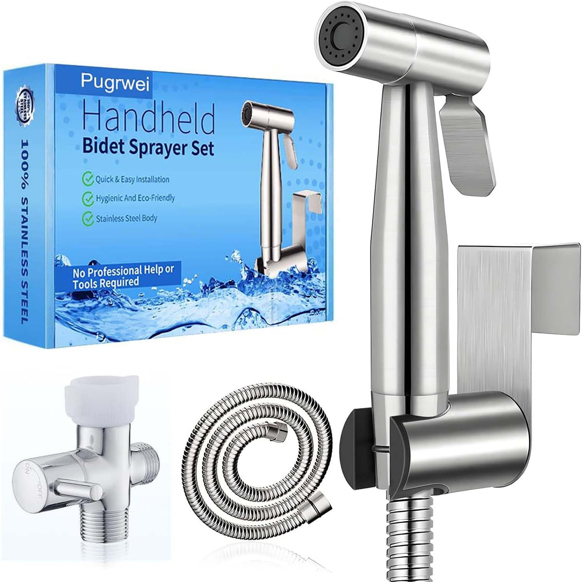 Pulverizador de bidé de mano para inodoro, acero inoxidable de prim...