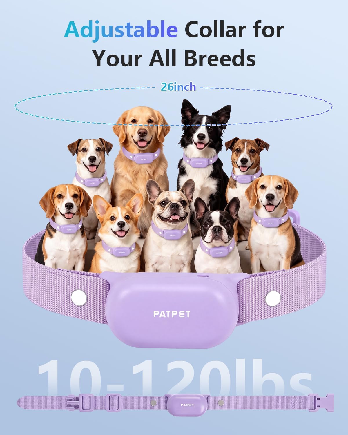 PATPET Collar de choque para perros (10 a 120 libras), collar de en...