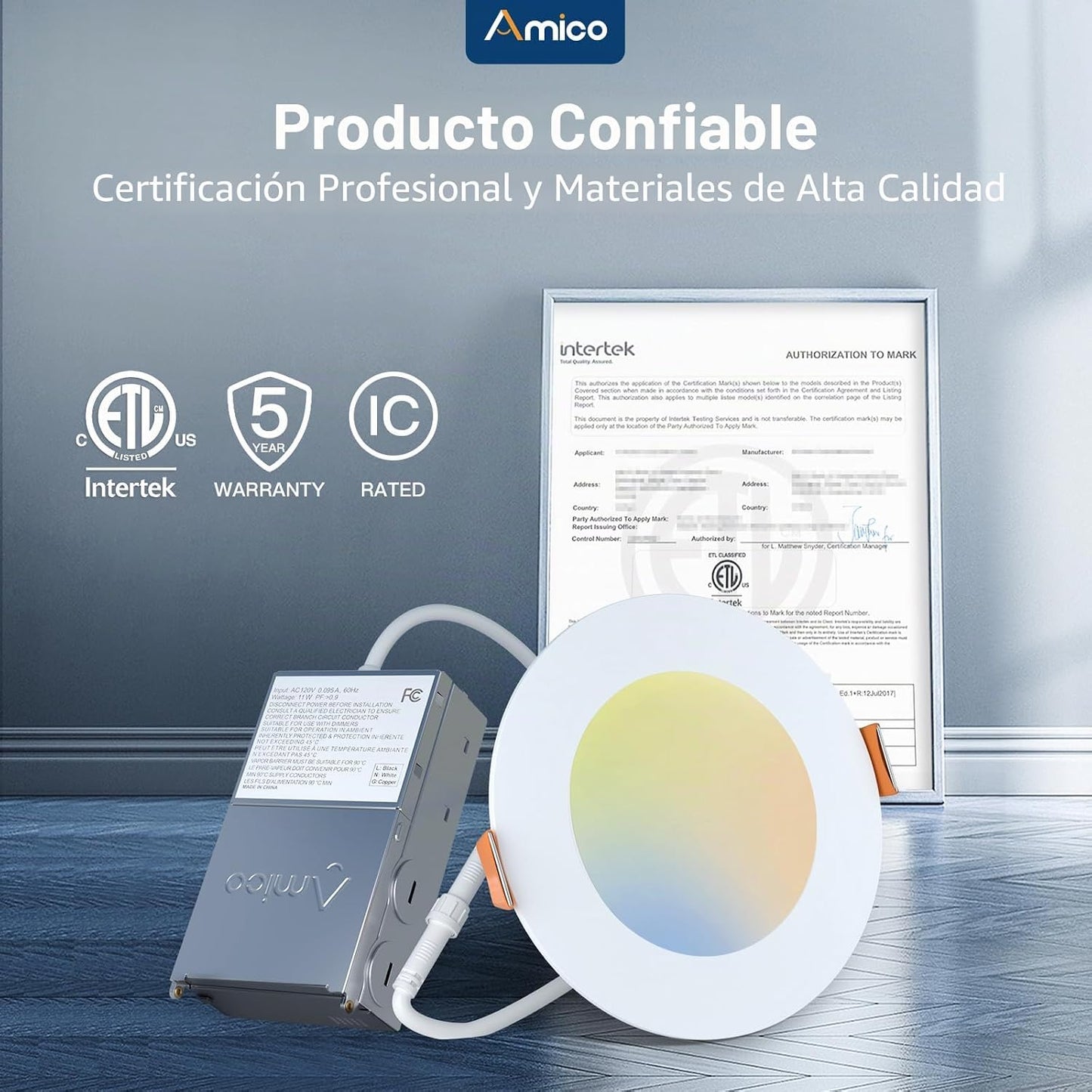 Amico Paquete de 24 luces empotrables LED de 4 pulgadas con caja de...