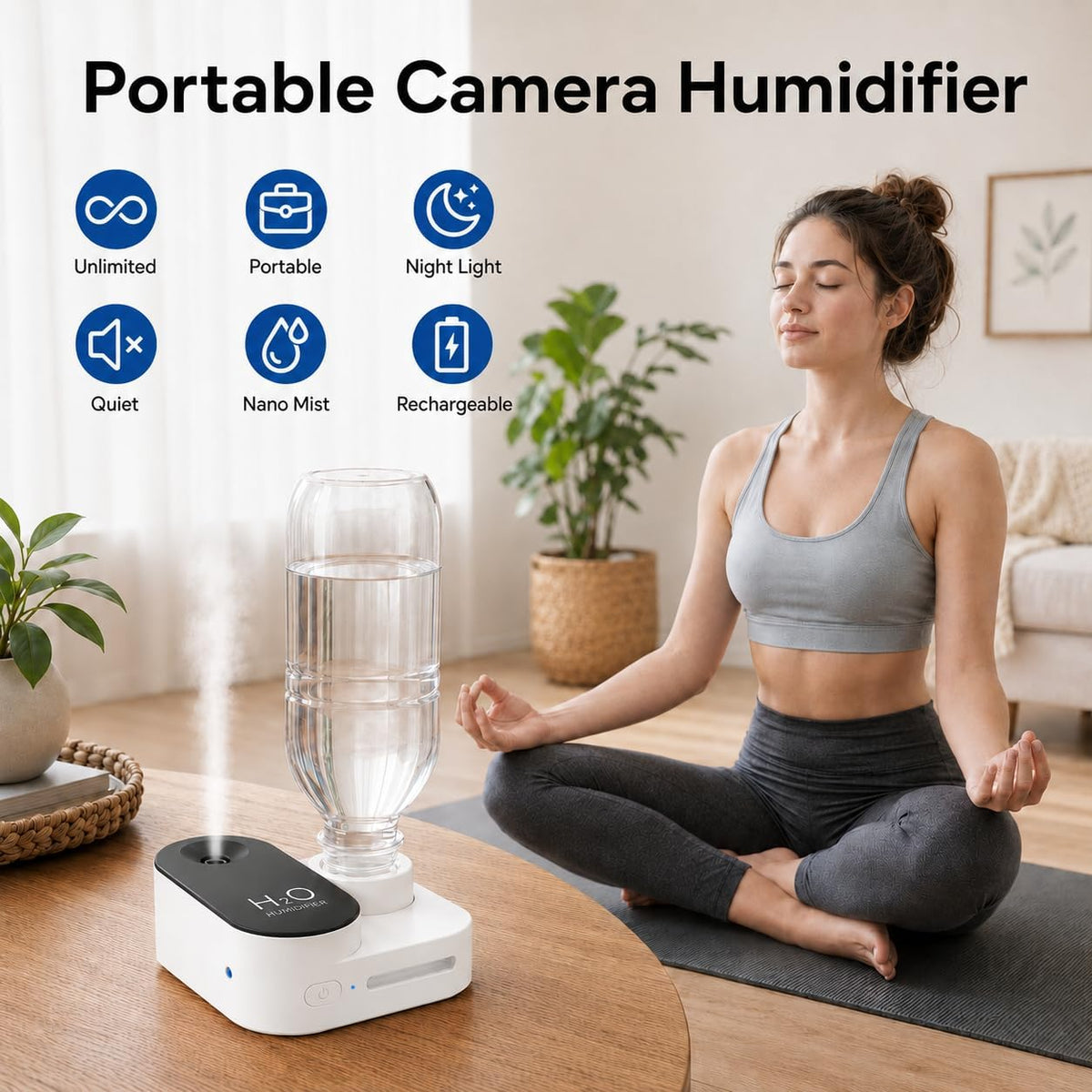 Gmuray Humidificador de viaje, mini niebla fría portátil, recargabl...