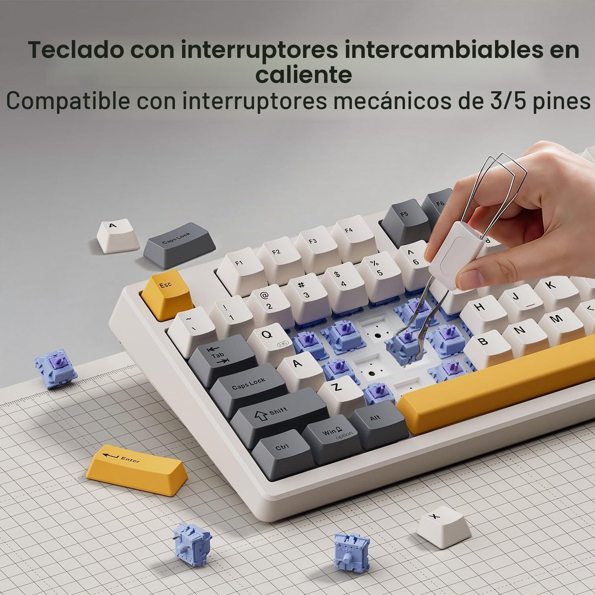 Kisnt Teclado mecánico inalámbrico, con junta montada con sonido cr...