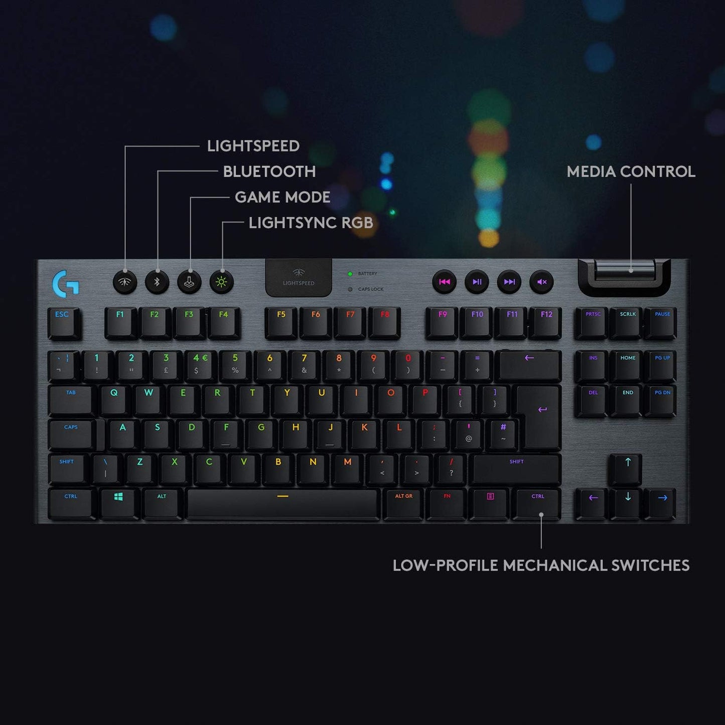 Logitech G915 TKL Tenkeyless Lightspeed Teclado mecánico inalámbric...
