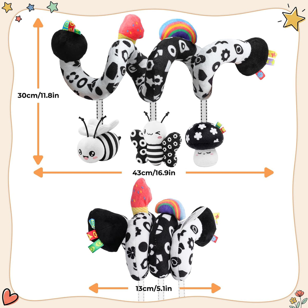 Zendstanding Juguetes en Espiral para Asiento de Coche para Bebés,...