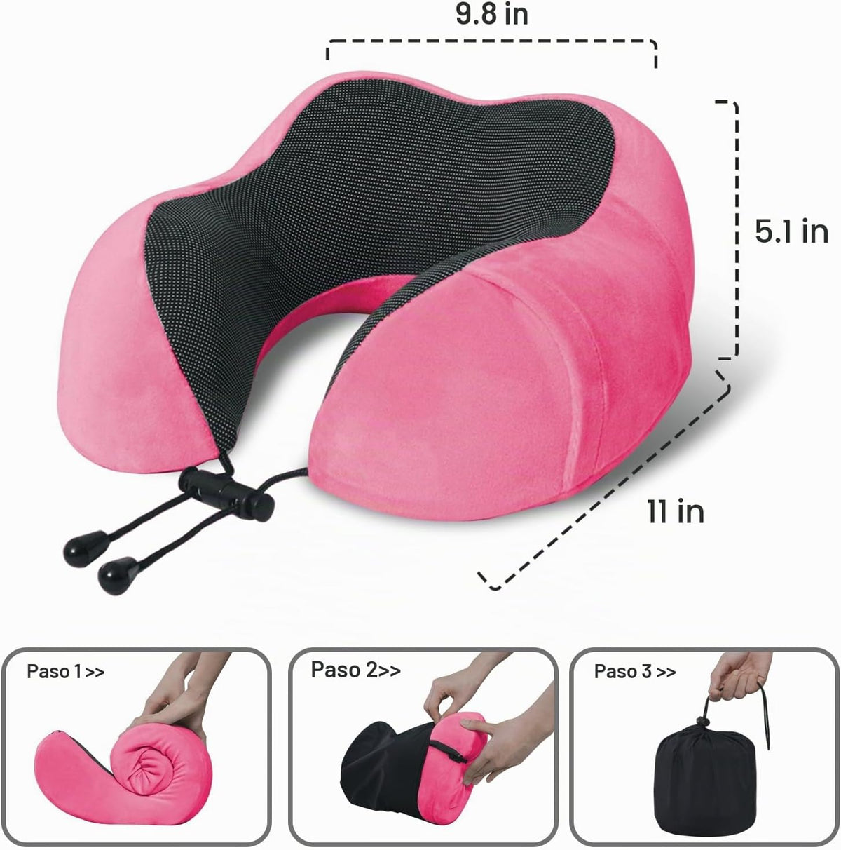 Elvodosia Almohada de viaje, almohada de cuello de espuma viscoelás...