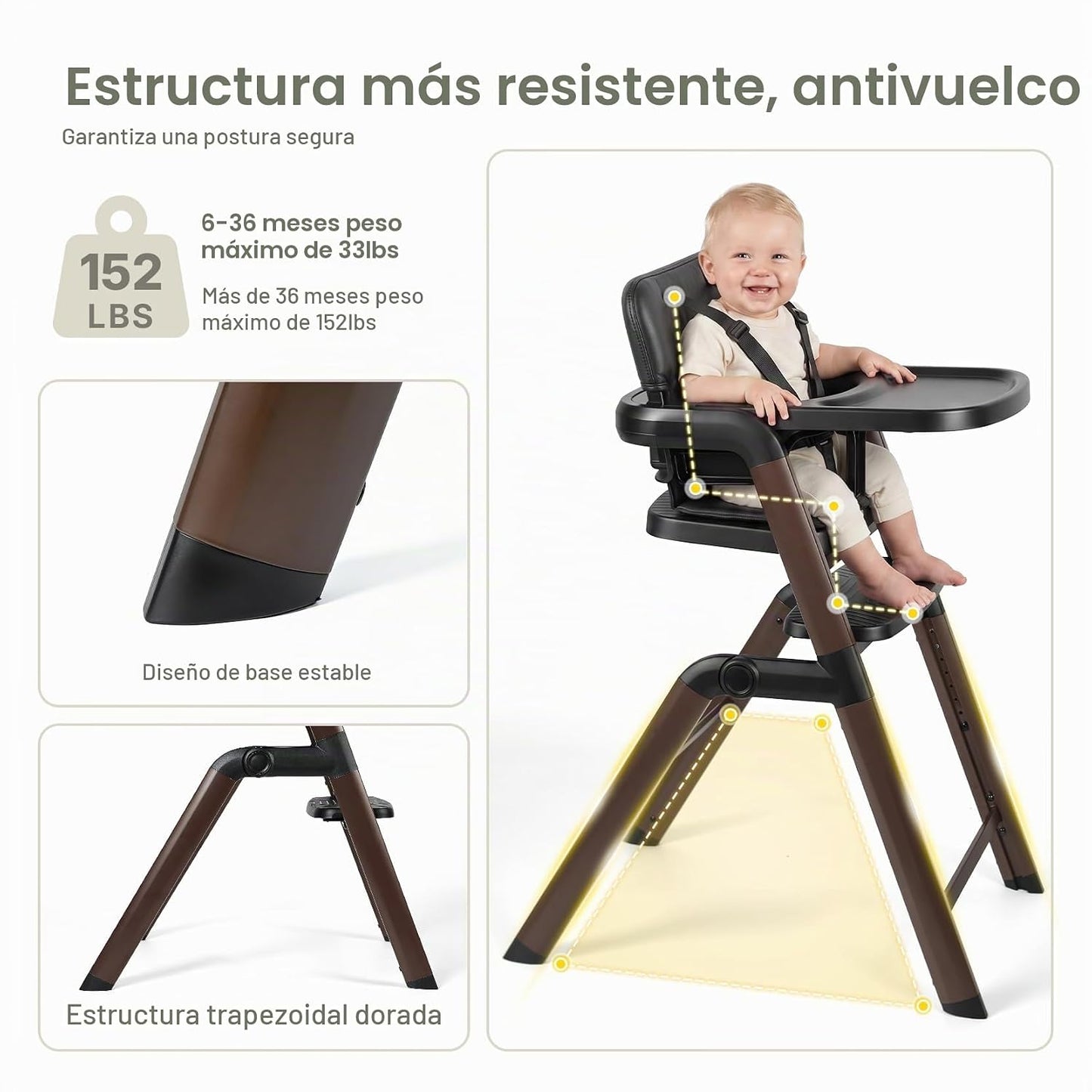 Ezebaby Silla alta para bebés y niños pequeños: sillas altas plegab...