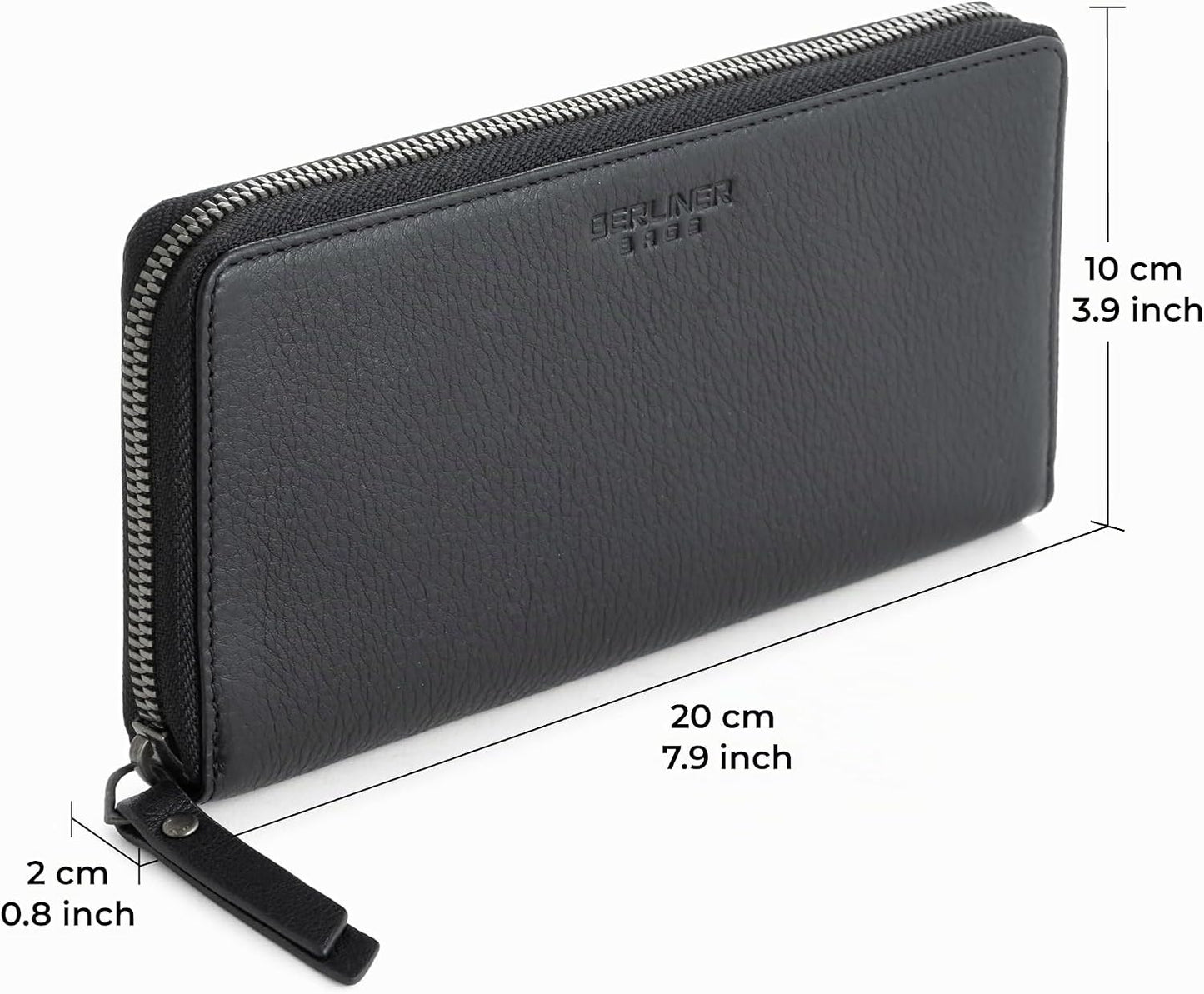 BERLINER BAGS Cartera de cuero genuino Margo, con bloqueo RFID, tar...
