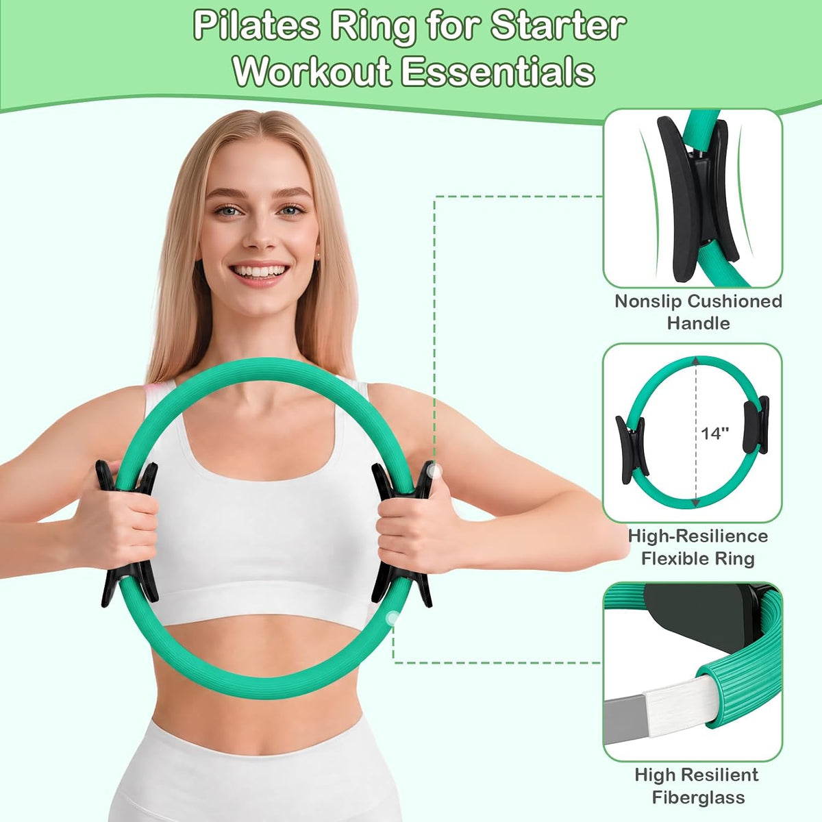 Hoedia Kit de Pilates de 17 Piezas para Mujeres, Equipo de Pilates...