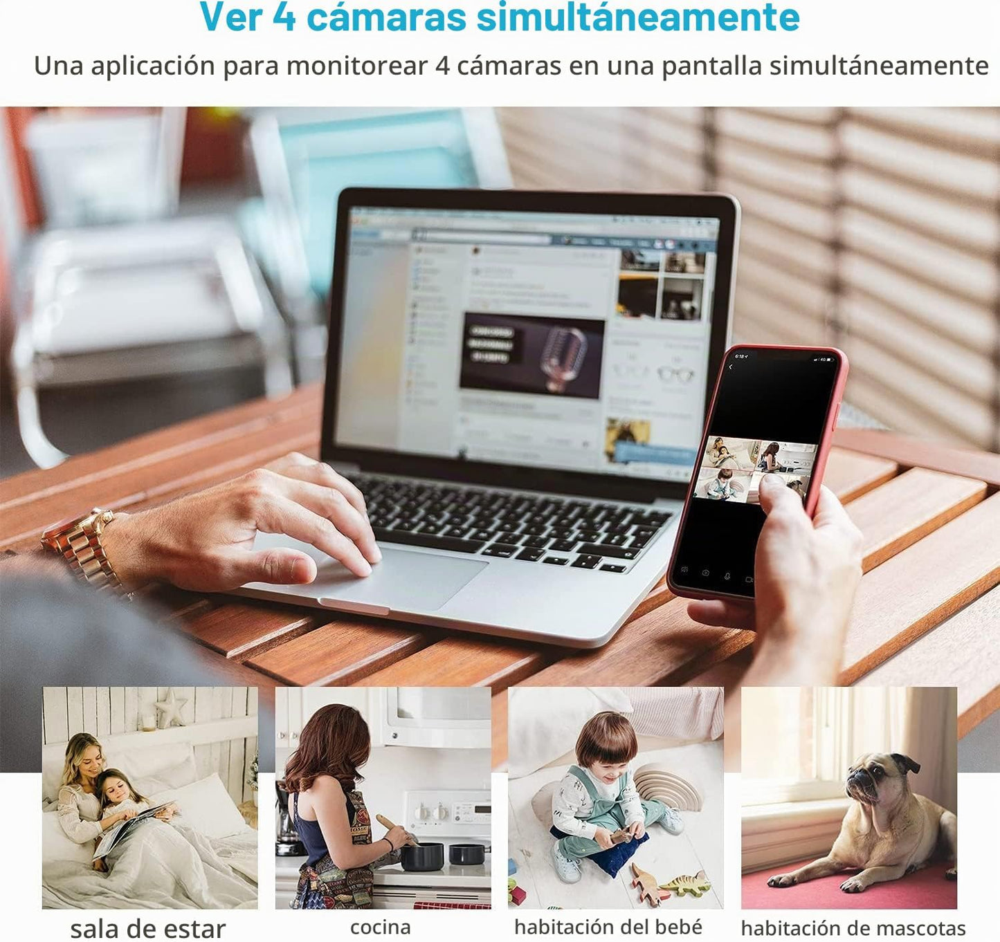 litokam Cámara de seguridad interior 2K, cámaras para seguridad del...