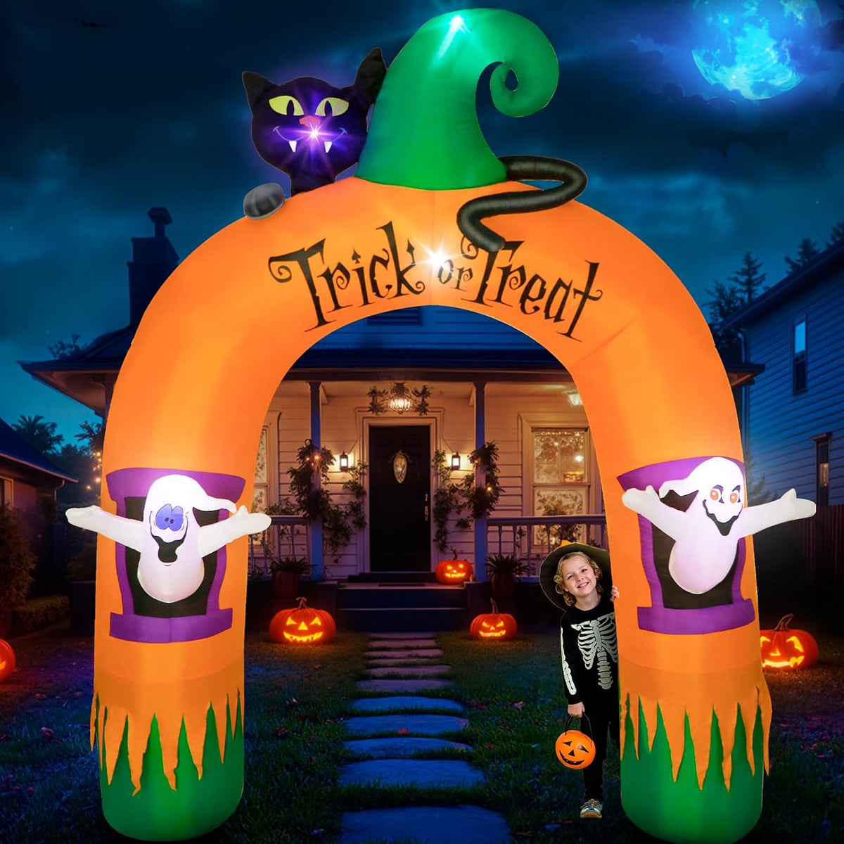 Arco inflable de Halloween, con 5 luces LED incorporadas, decoració...